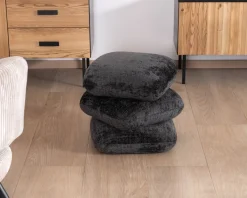 Pouf « Flow » tournant à trois niveaux en tissu tramé gris anthracite au toucher doux Décoration
