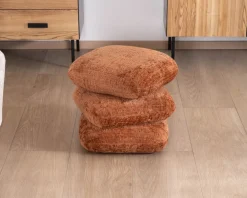Best Pouf 3 niveaux pivotants design organique en tissu tramé cuivré « Flow » esprit rétro chic Décoration