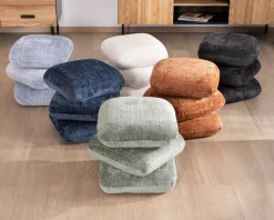 Best Pouf 3 niveaux pivotants design organique en tissu tramé cuivré « Flow » esprit rétro chic Décoration