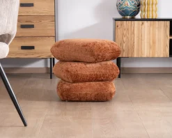 Best Pouf 3 niveaux pivotants design organique en tissu tramé cuivré « Flow » esprit rétro chic Décoration