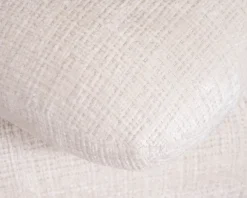 Pouf pivotant « Flow » style contemporain en tissu tramé écru à reflets soyeux Décoration