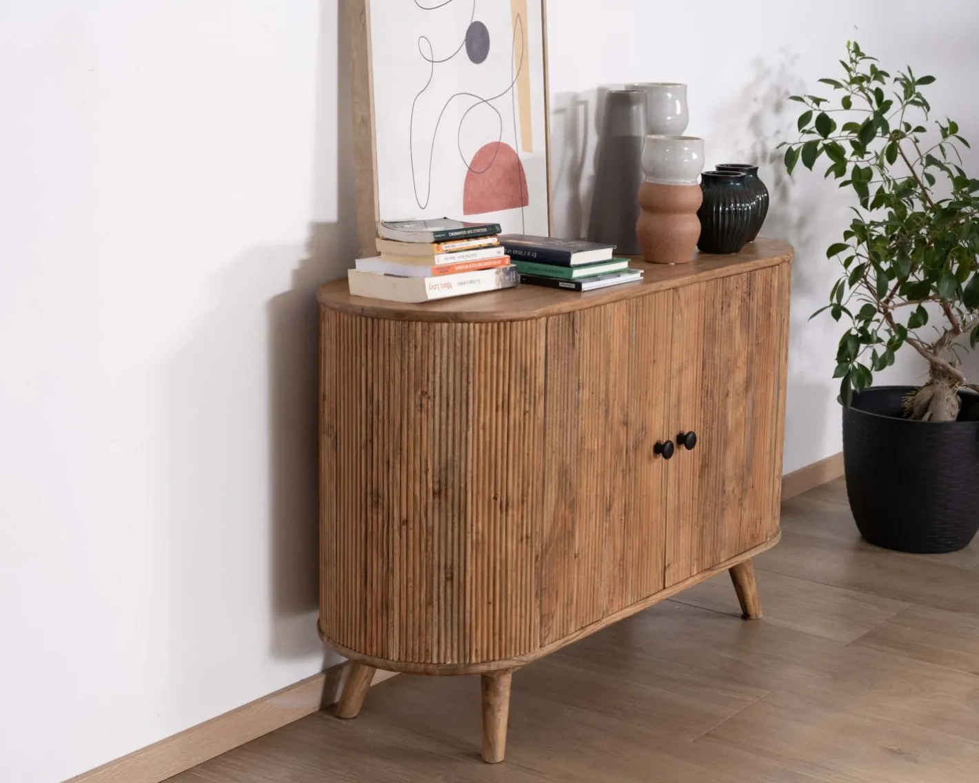Rangement 2 portes style vintage bords arrondis acacia massif "Boomer" Rangement|Buffet Et Bahut
