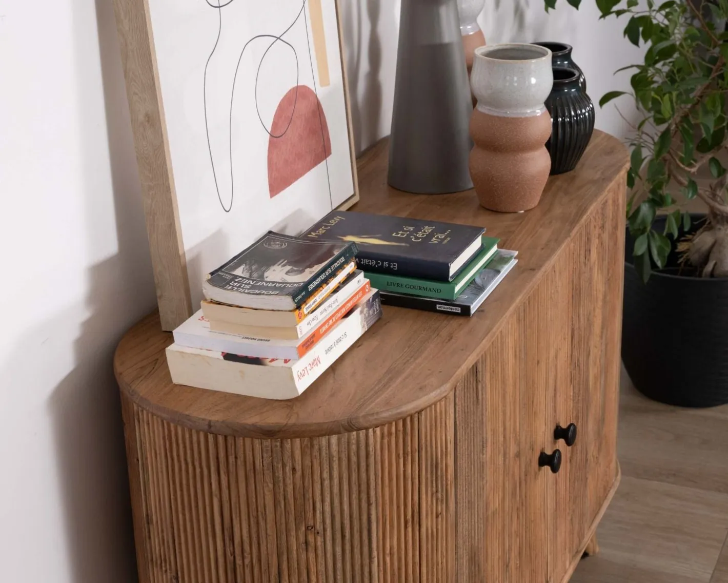Rangement 2 portes style vintage bords arrondis acacia massif "Boomer" Rangement|Buffet Et Bahut