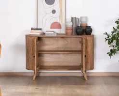 Rangement 2 portes style vintage bords arrondis acacia massif
