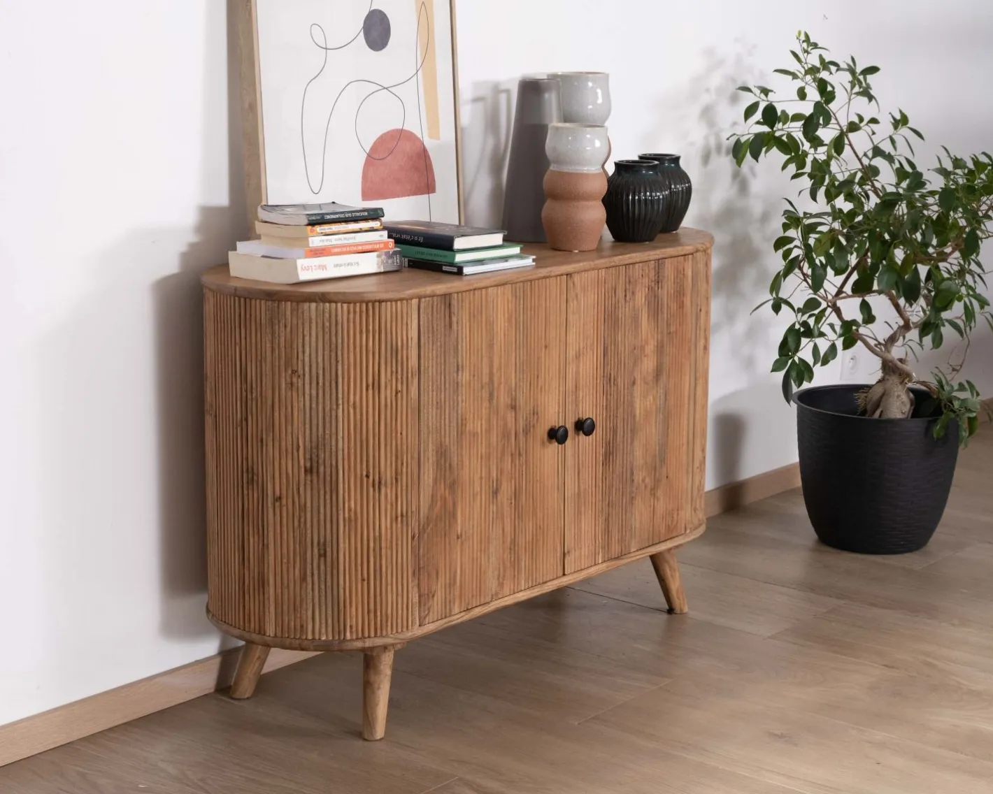 Rangement 2 portes style vintage bords arrondis acacia massif "Boomer" Rangement|Buffet Et Bahut