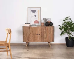 Rangement 2 portes style vintage bords arrondis acacia massif