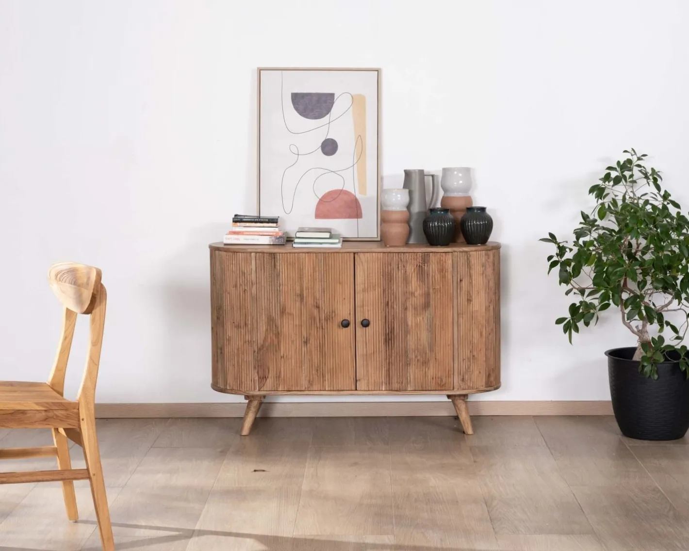 Rangement 2 portes style vintage bords arrondis acacia massif "Boomer" Rangement|Buffet Et Bahut