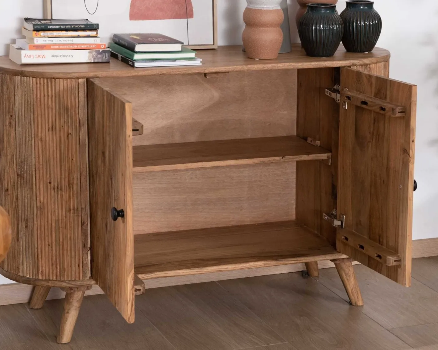 Rangement 2 portes style vintage bords arrondis acacia massif "Boomer" Rangement|Buffet Et Bahut