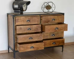 Hot Rangements à tiroirs en bois et métal style commode d’antiquaire 