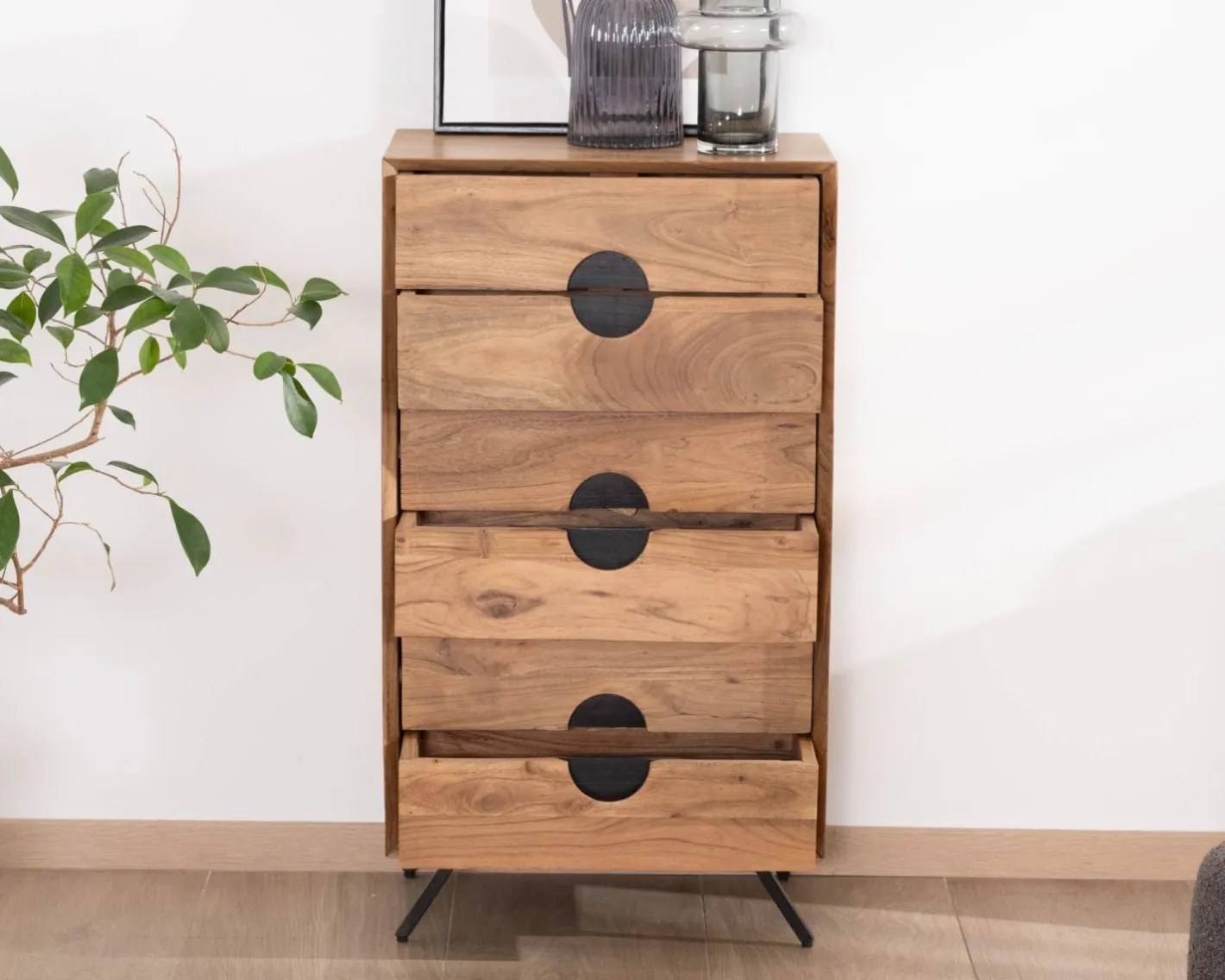 Rangement vertical en acacia 6 tiroirs "Spot" Rangement|Commode