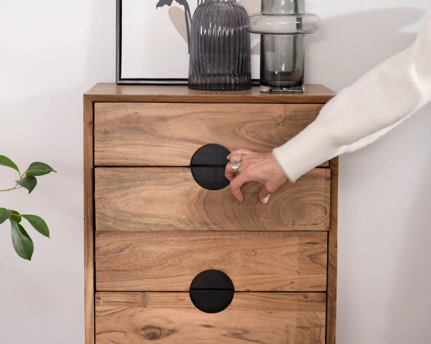 Rangement vertical en acacia 6 tiroirs "Spot" Rangement|Commode