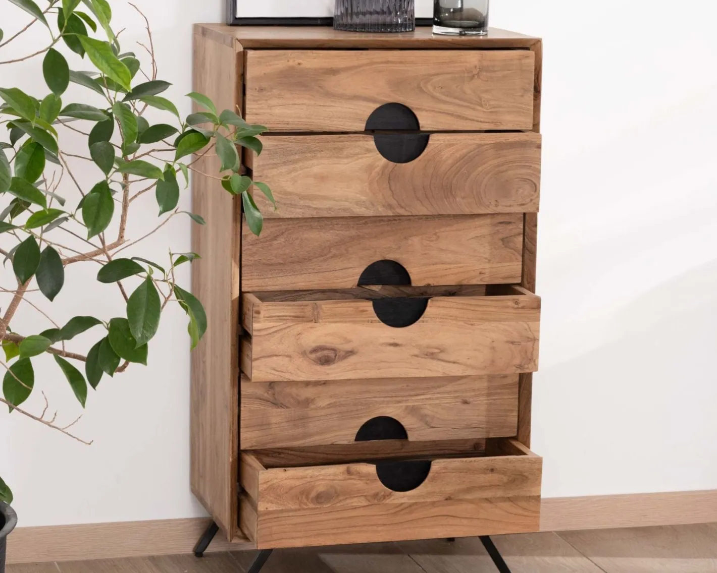 Rangement vertical en acacia 6 tiroirs "Spot" Rangement|Commode