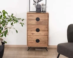 Rangement vertical en acacia 6 tiroirs