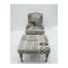 Outlet Repose-pieds gris motif patchwork et pieds en bois naturel "Sofia" Fauteuil Bergère