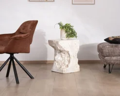 Sale Sellette design minéral naturel "Tinos" en oxyde de magnésium Bout De Canapé|Table D'Appoint