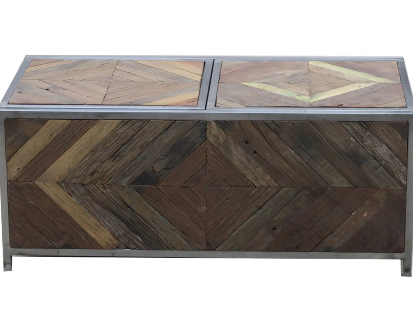 Outlet Table basse bar métal et bois industriel 100cm "Wood" Table Basse Rectangulaire