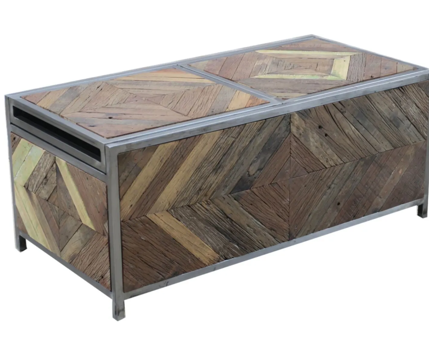 Outlet Table basse bar métal et bois industriel 100cm "Wood" Table Basse Rectangulaire