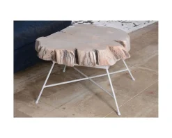Online Table basse bois tronc pied metal "Nervure" Table Basse Ovale Ou Ronde