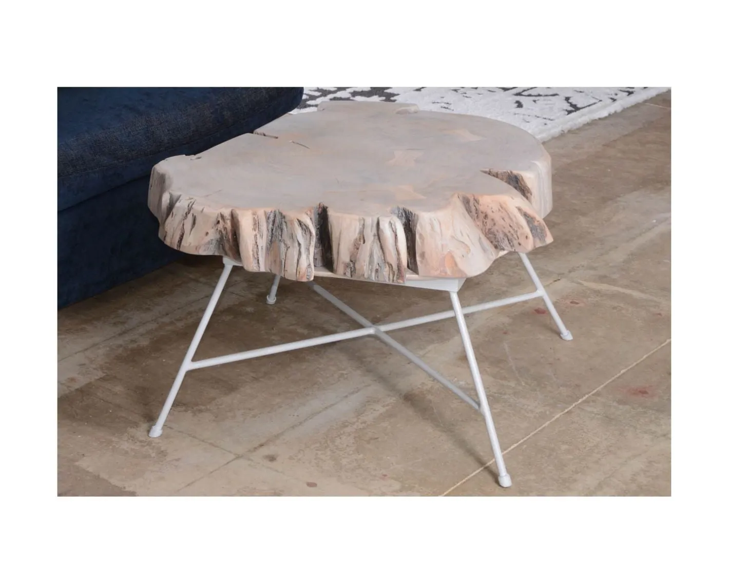 Online Table basse bois tronc pied metal "Nervure" Table Basse Ovale Ou Ronde