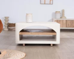 Online Table basse carrée design organique aspect béton sablé