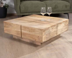 Online Table basse carrée style contemporain en bois massif naturel