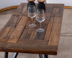 New Table basse 120cm en bois massif recyclé et pieds métal noir "Cidade" Table Basse Rectangulaire