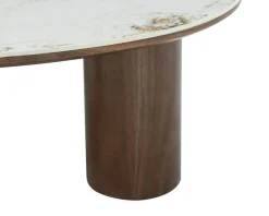Sale Table basse design forme organique "Oria" plateau céramique et pieds cylindres teinte noyer Table Basse Ovale Ou Ronde