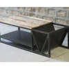 Clearance Table basse design industriel en métal et bois massif "Caractère" Table Basse Rectangulaire