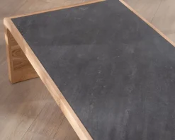 Hot Table basse design retro avec plateau placage pierre