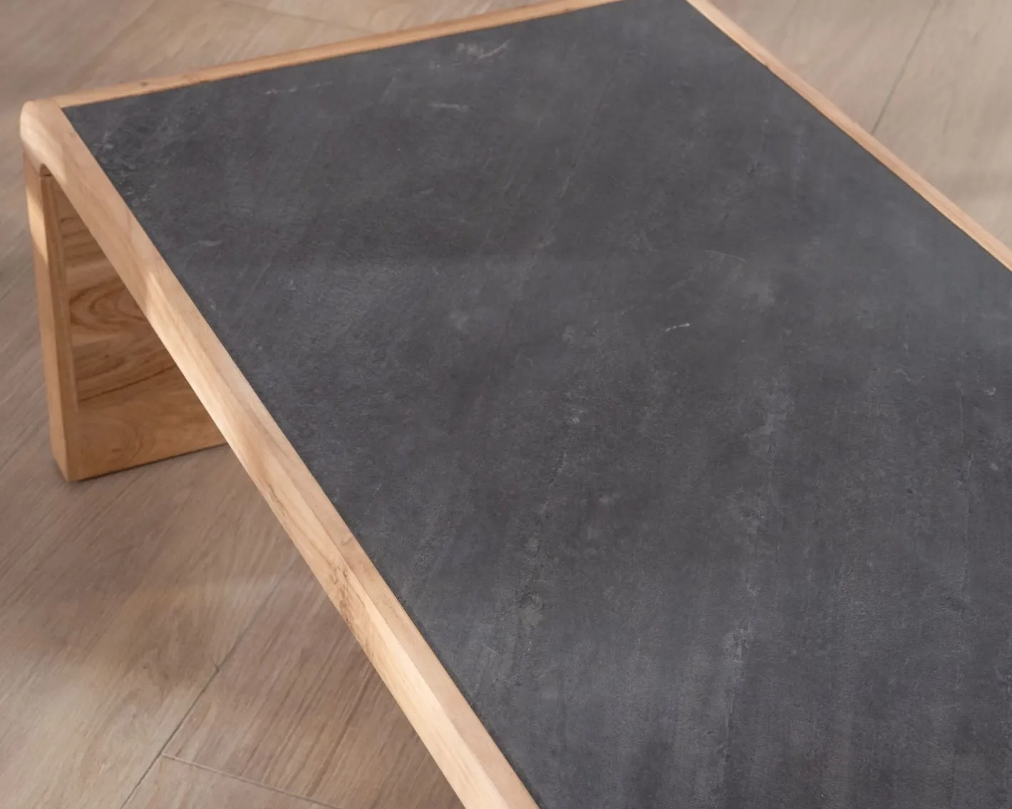 Hot Table basse design retro avec plateau placage pierre "Pikto" Table Basse Rectangulaire