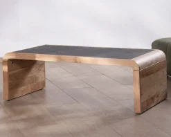 Hot Table basse design retro avec plateau placage pierre