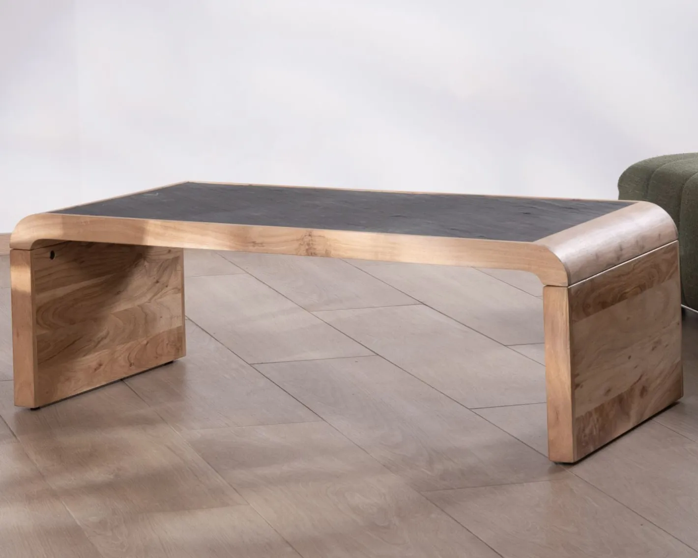 Hot Table basse design retro avec plateau placage pierre "Pikto" Table Basse Rectangulaire