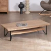 New Table basse double plateau forme bateau en acacia massif "Zen Black" Table Basse Rectangulaire|Table Basse Ovale Ou Ronde