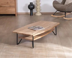 New Table basse double plateau forme bateau en acacia massif 