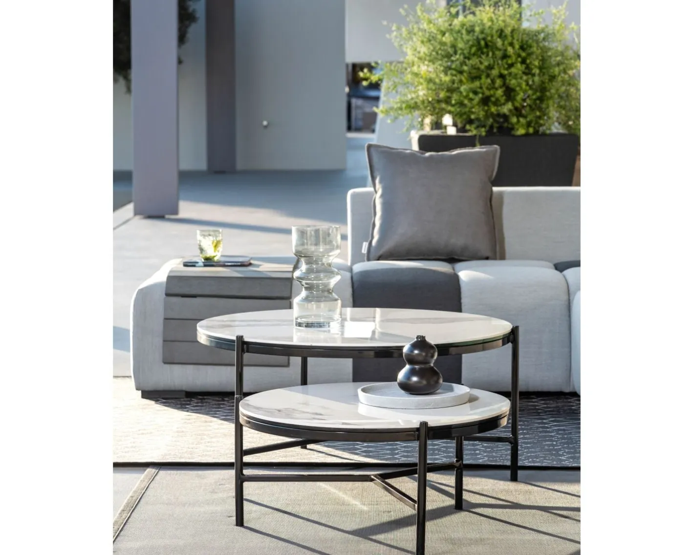 Hot Table basse en céramique et aluminium, diam.60 "Lazy Beach" Table Basse Ovale Ou Ronde