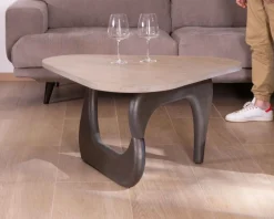 Outlet Table basse en manguier massif plateau triangulaire "Pop Vintage" Table Basse Ovale Ou Ronde