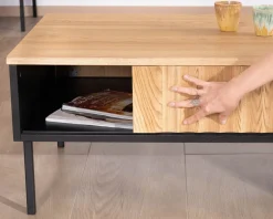 Online Table basse esprit newtro en bois massif naturel et noir