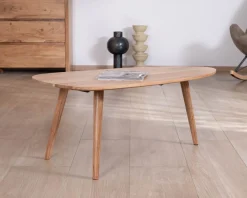 Best Table basse forme bateau style scandinave "Voluto" 110 cm en acacia massif Table Basse Rectangulaire