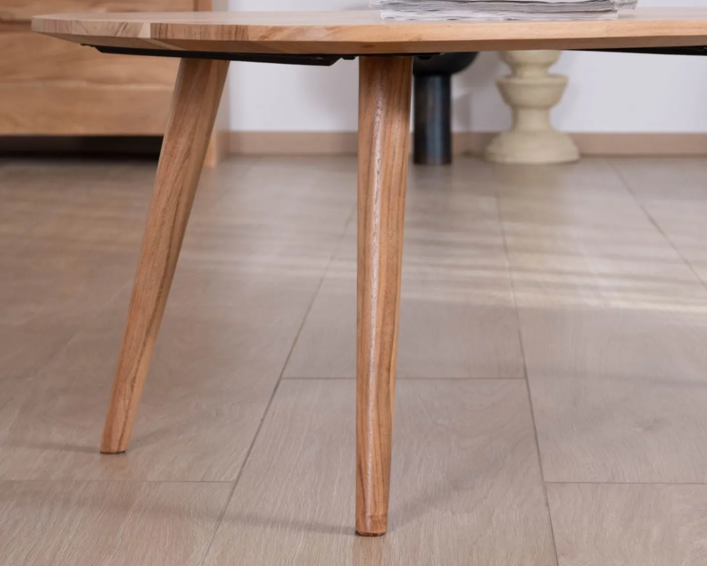 Best Table basse forme bateau style scandinave "Voluto" 110 cm en acacia massif Table Basse Rectangulaire