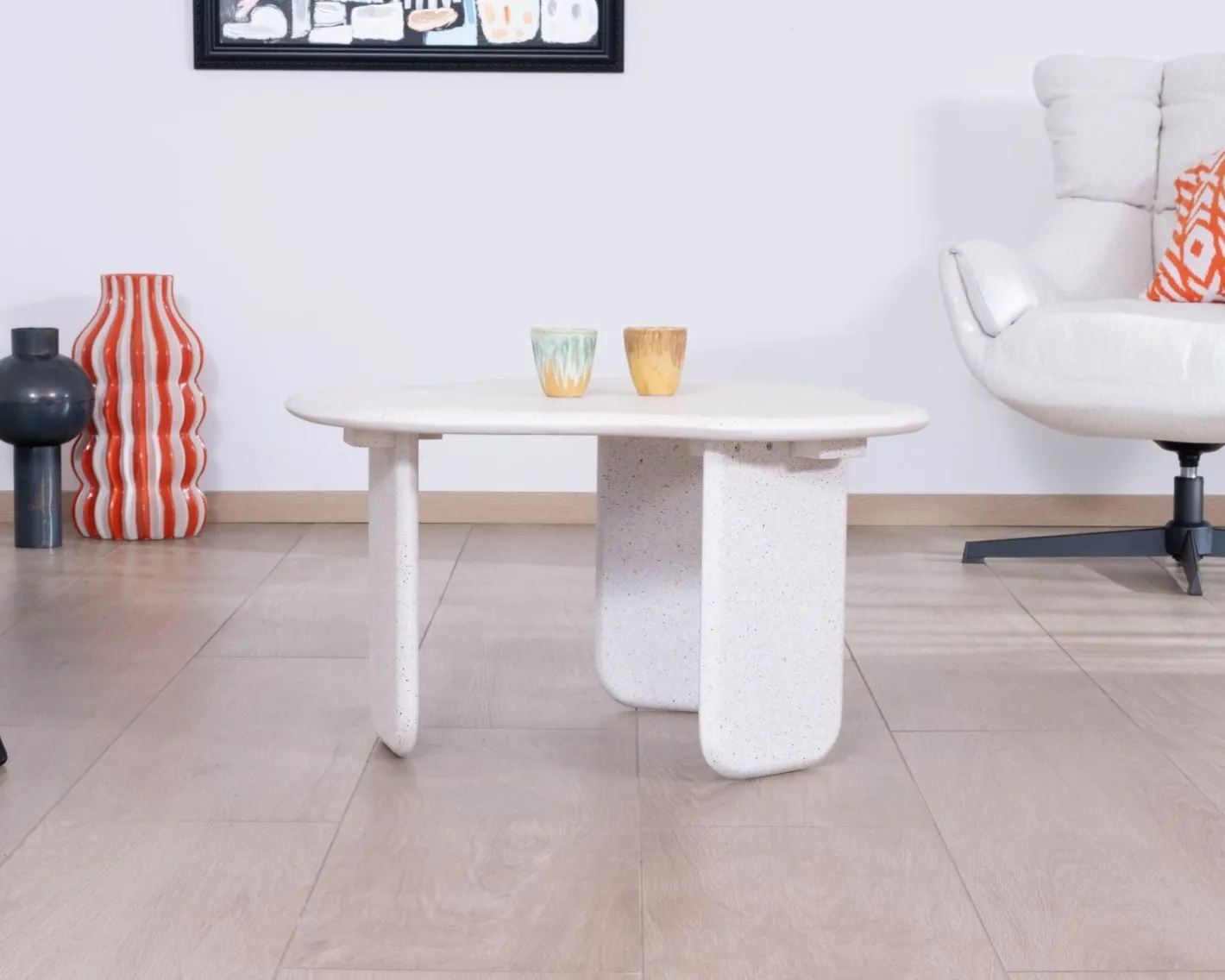 Online Table basse forme organique aspect terrazzo "Naura" Table Basse Rectangulaire