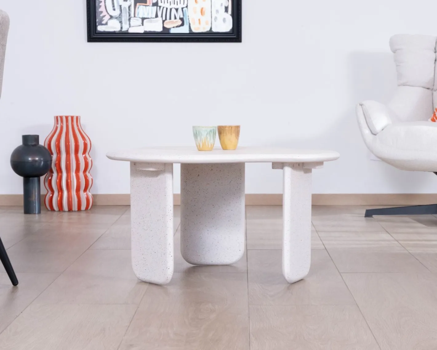 Online Table basse forme organique aspect terrazzo "Naura" Table Basse Rectangulaire