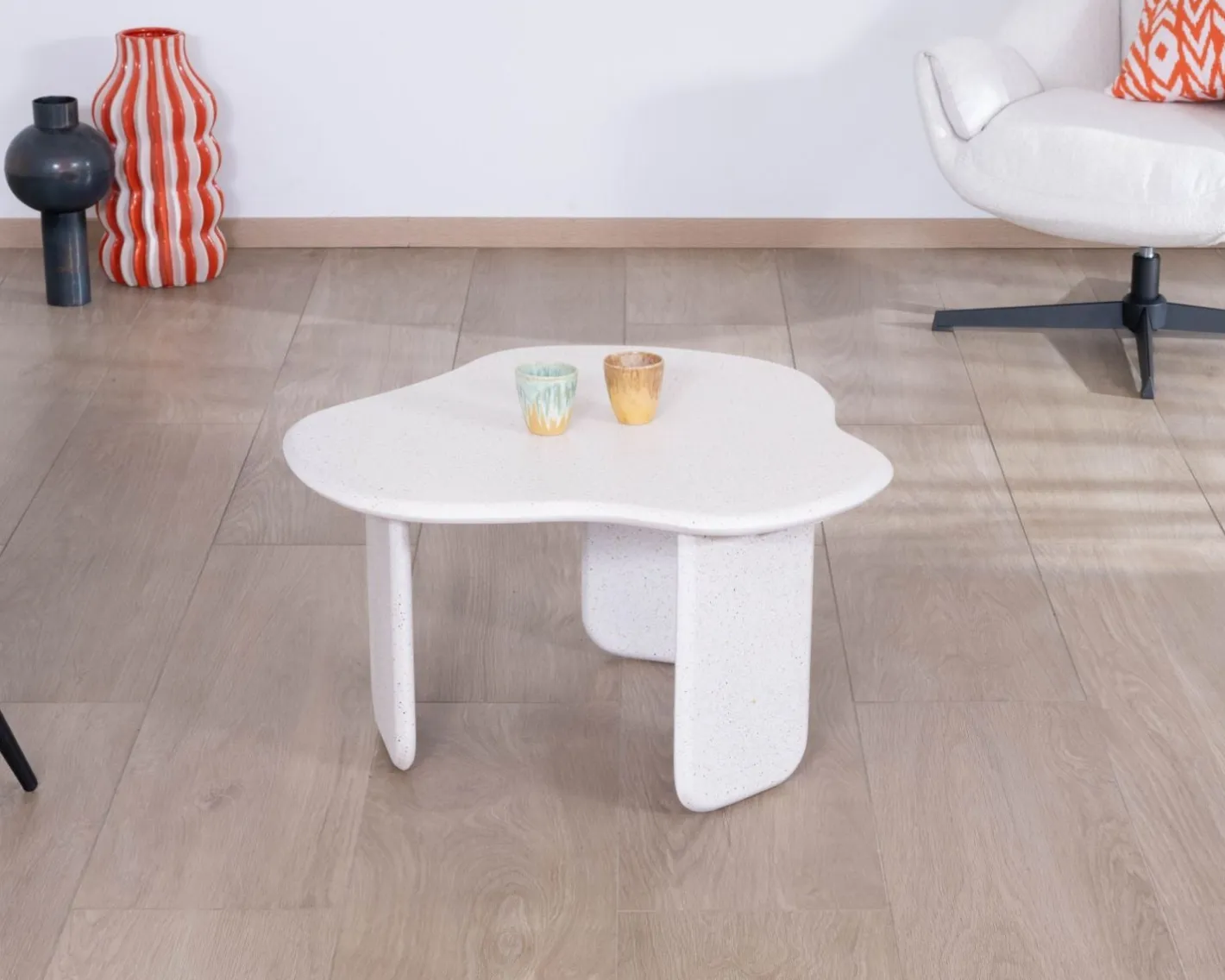 Online Table basse forme organique aspect terrazzo "Naura" Table Basse Rectangulaire