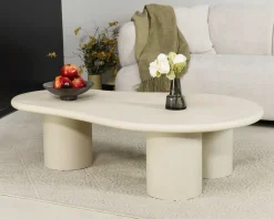 Best Table basse forme organique en micro-ciment teinté crème 