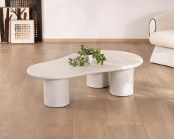 Best Table basse forme organique en micro-ciment teinté crème 