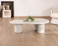 Best Table basse forme organique en micro-ciment teinté crème 