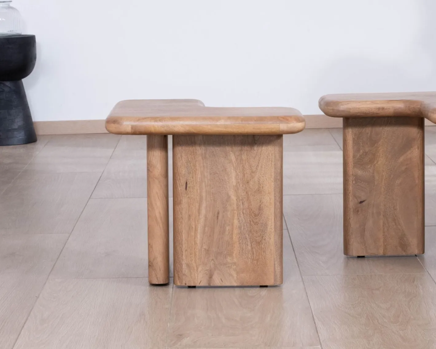 Table basse modulable en manguier "Naura" esprit organique Table Basse Rectangulaire