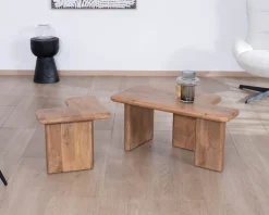 Table basse modulable en manguier "Naura" esprit organique Table Basse Rectangulaire