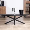 Hot Table basse noire plateau ellipse en manguier massif sablé et pieds métal 3D "Pise" Table Basse Ovale Ou Ronde
