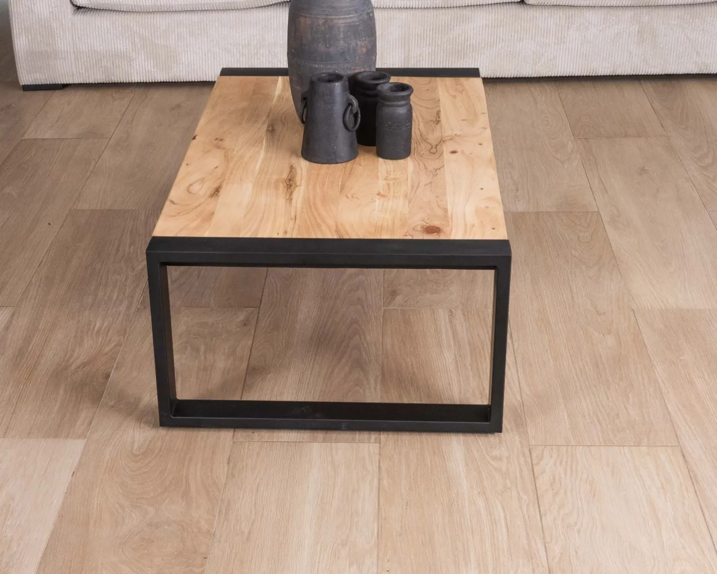 Outlet Table basse rectangle de style industriel métal et bois "Montréal" Table Basse Rectangulaire