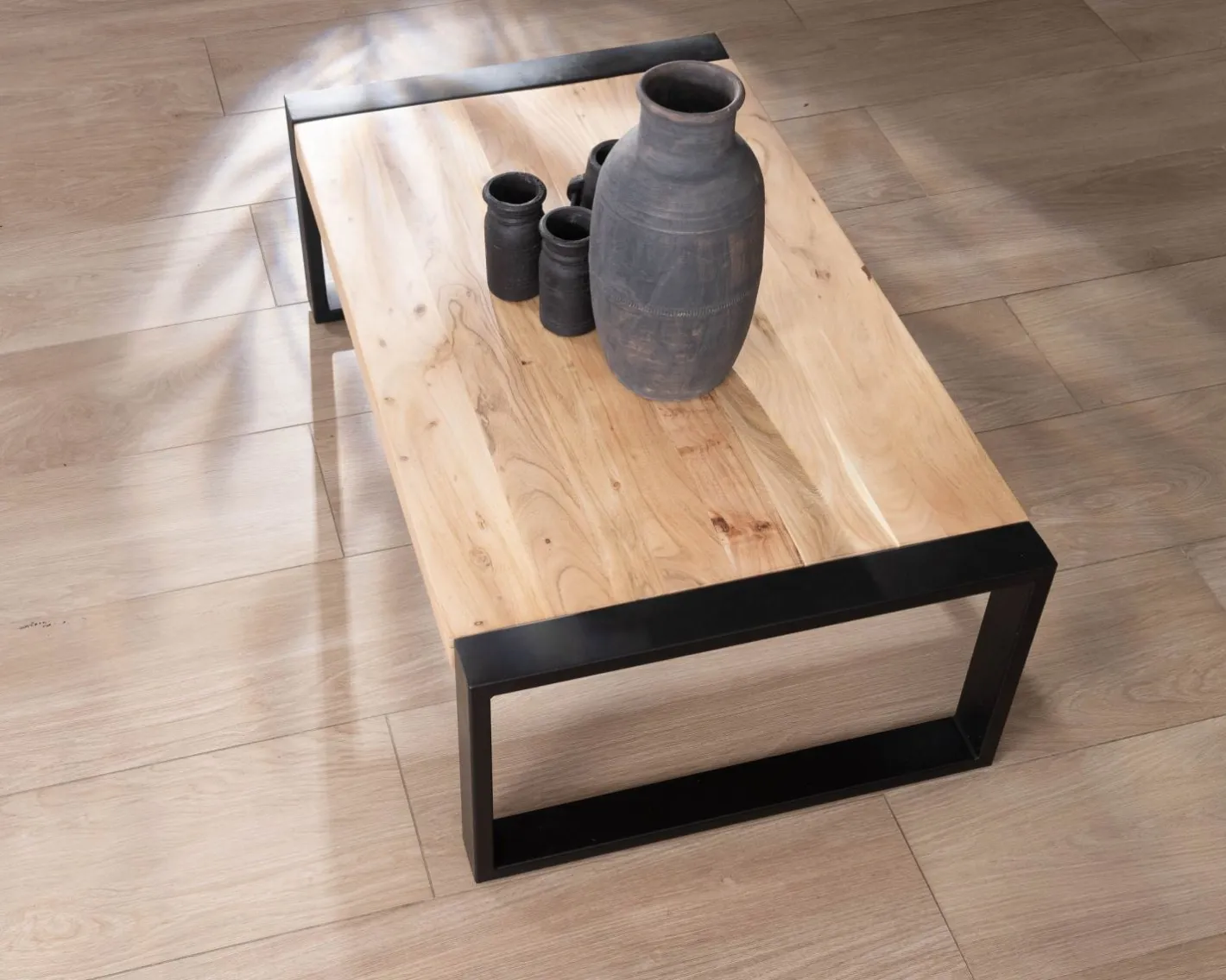 Outlet Table basse rectangle de style industriel métal et bois "Montréal" Table Basse Rectangulaire